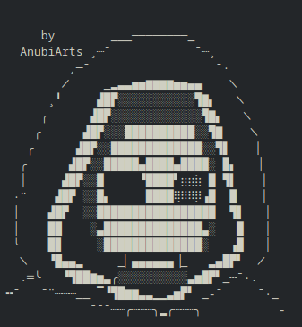 An ASCII Art headshot featuring CopheeMoth's sona, a cleric with a mask that has one of their eyes shining, looking towards the left.